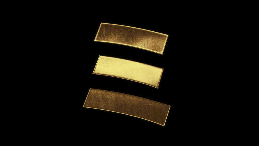 It is golden and the edges are reflective with light. Alpha channel. Japanese Katakana.