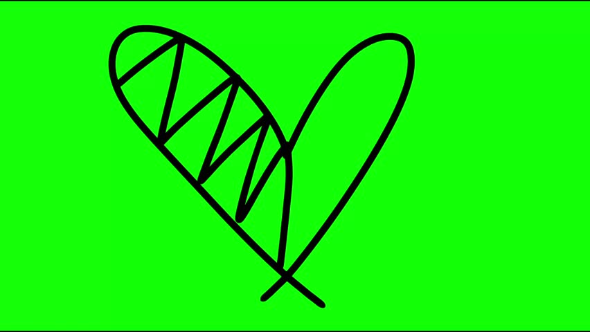 Hand-drawn heart cute shapes, kid style,heart colourful icons: wiggle animation, pencil crayon, rough chalk, arrows, stars, cloud, heart, sketching elements on a green screen