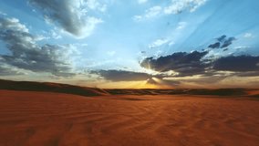 Flying Over Endless Yellow Sand Dunes In Desert. Sand Dunes And Blue Sky With Clouds. Aerial View Of Beautiful Desert Landscape - Powered by Shutterstock - Get 15% off with code: PIKWIZARD15