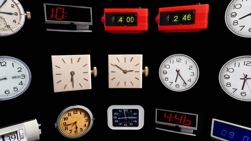 Different vintage clocks made into an abstract pattern 