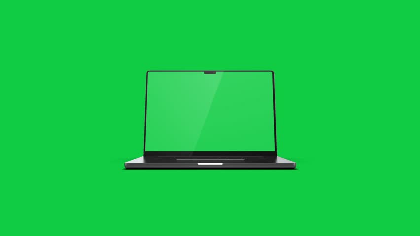 3D render of a laptop opening on green screen