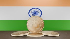 Golden Bitcoin and Indian Flag Animation: From Close-Up to Wide View. Symbolizing cryptocurrency and digital finance in India - Powered by Shutterstock - Get 15% off with code: PIKWIZARD15