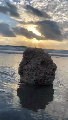 Capturing the serene scene of a calm beach during sunset. Perfect landscape background and summer holiday concept