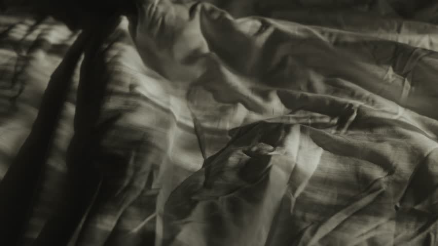 Beautiful Abstract Shadows Cast on a Soft Fabric Bedspread in a Calm Bedroom Setting
