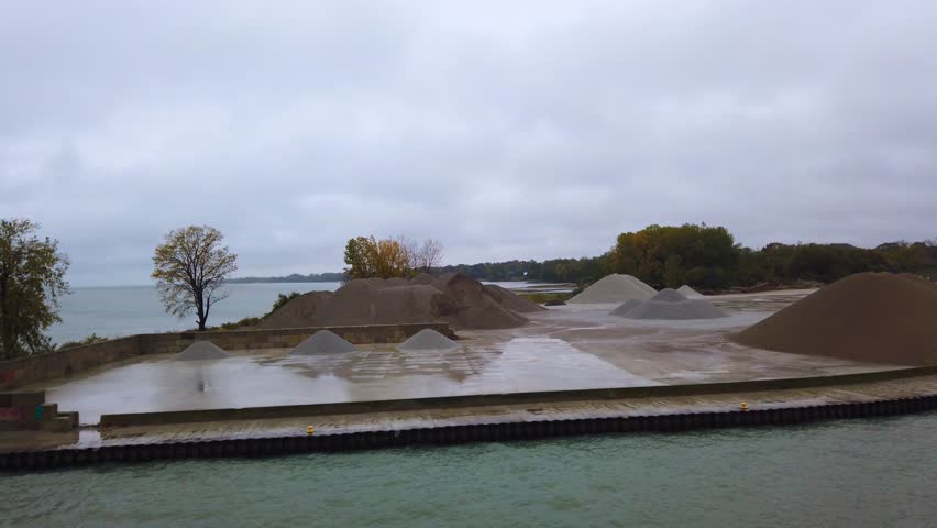 Ferry cruise from Kingsville port to Pelee Island on Lake Erie on a cloudy autumn day. Ontario, Canada.