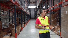 Warehouse worker scanning inventory with a barcode scanner in a slow motion sequence, showcasing logistics and efficiency - Powered by Shutterstock - Get 15% off with code: PIKWIZARD15