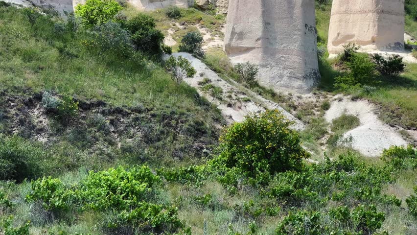 The Valley of Love in Goreme National Park. Unique rocks of various shapes. Sandstone cliffs. The wonders of Cappadocia are rock formations. The unusual shapes of the rocks are the property of Turkey.