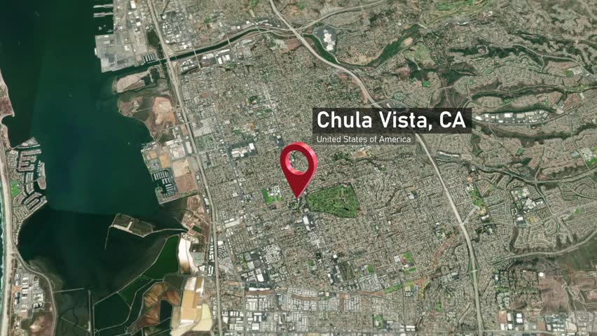 Chula Vista City Map Zoom (CA, USA) from Space to Earth