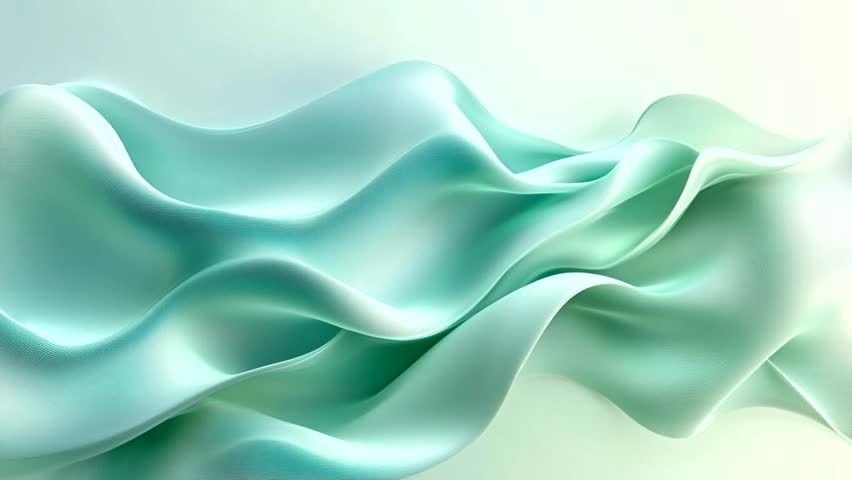 Abstract Mint Green Fabric Waves: A Smooth, Elegant Digital Rendering