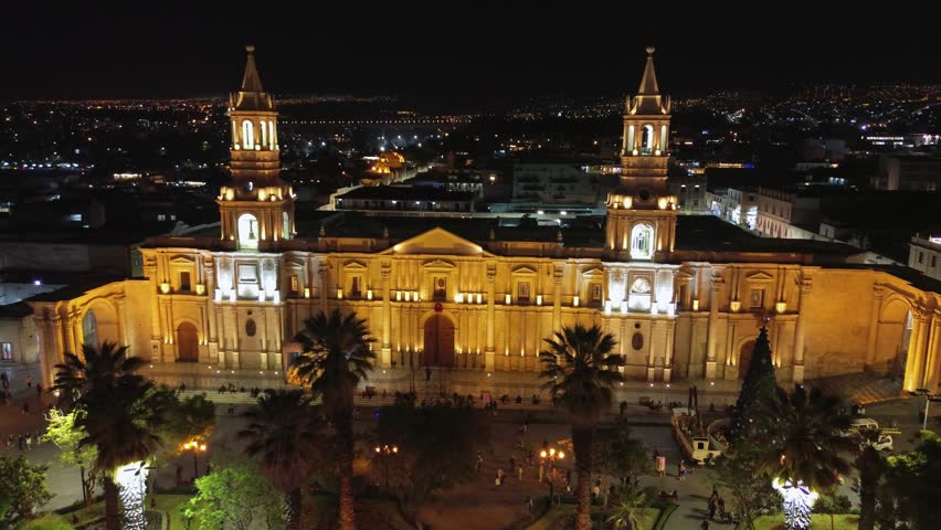 A nice view of Arequipa city by night 