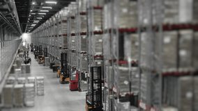 Timelapse of forklift operation in a modern warehouse of finished products and raw materials. Modern warehouse. Forklifts in a modern warehouse. - Powered by Shutterstock - Get 15% off with code: PIKWIZARD15