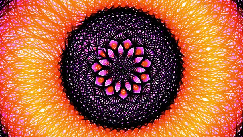 4k Pink Yellow Hypnotic Mandala Flower Animation Background