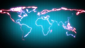 Neon glowing cyan world map icon animation in black background . neon world map digital world concept background, flashing, - Powered by Shutterstock - Get 15% off with code: PIKWIZARD15