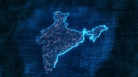 Map of India infographics digital screen globe network tech Concept of world Cloud computing network connecting. data transfer cyber, business information exchange advanced global. 3D Illustration - Powered by Shutterstock - Get 15% off with code: PIKWIZARD15