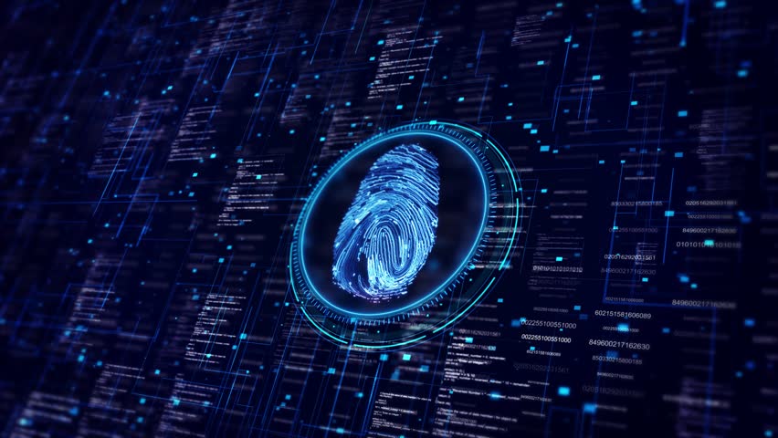 Digital fingerprint scanner scan biometric identity access password. Cyber security protection privacy personal data. username unlock system safe cyber crime Hacker. Data verification. 3D Illustration - Powered by Shutterstock - Get 15% off with code: PIKWIZARD15