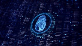 Digital fingerprint scanner scan biometric identity access password. Cyber security protection privacy personal data. username unlock system safe cyber crime Hacker. Data verification. 3D Illustration - Powered by Shutterstock - Get 15% off with code: PIKWIZARD15