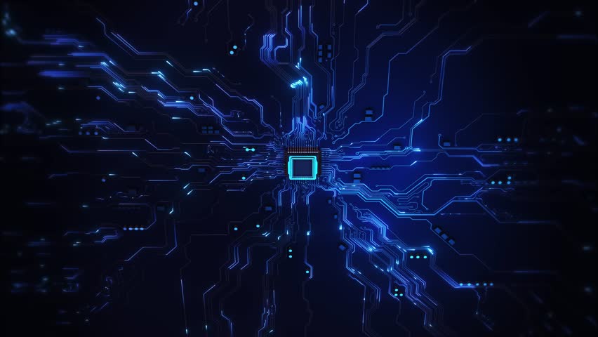 Motherboard CPU GPU Circuit Board Background circuit board. Digital technology. Central computer processor CPU chip. PCB artificial intelligence processor AI chip CPU circuit board. 3D Illustration