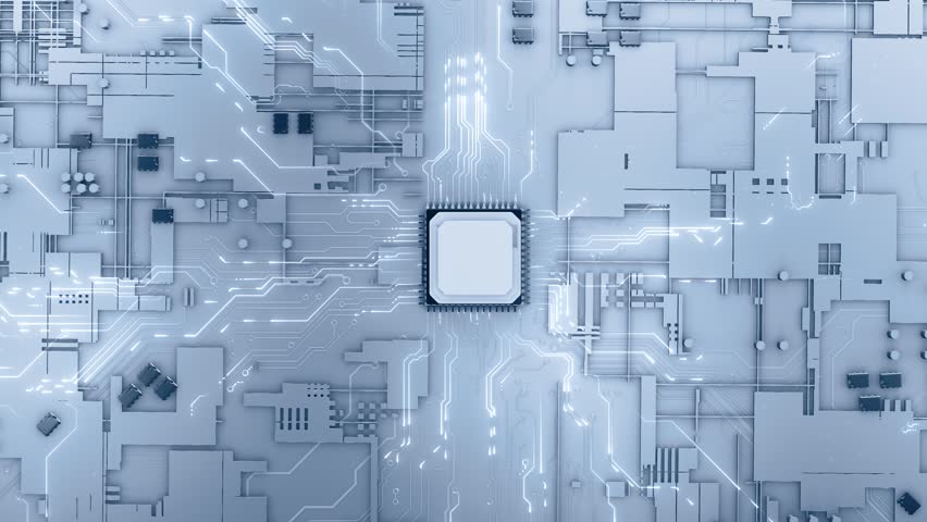 Motherboard CPU GPU Circuit Board Background circuit board. Digital technology. Central computer processor CPU chip. PCB artificial intelligence processor AI chip CPU circuit board. 3D Illustration - Powered by Shutterstock - Get 15% off with code: PIKWIZARD15