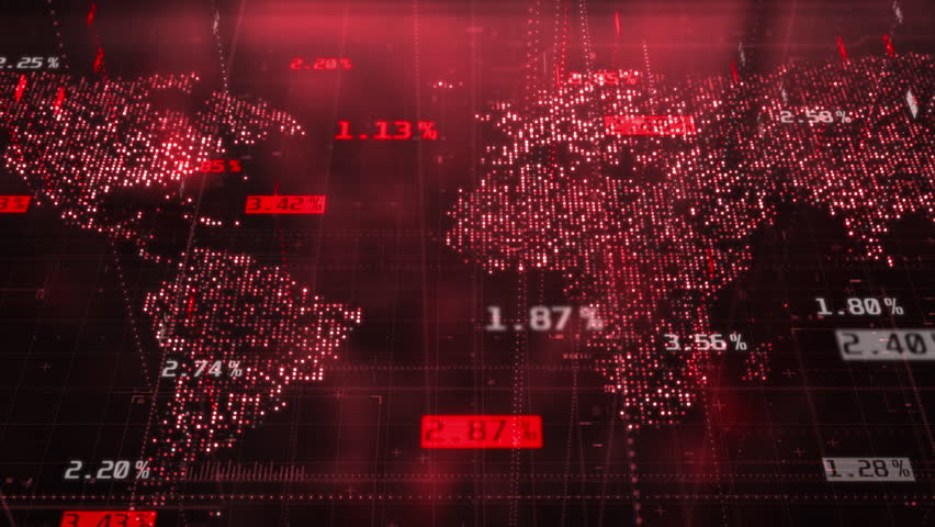 Red candles of the bearish stock market. Chart with falling prices of securities. Loss of exchange assets in equities stock. Decreasing trend and losses. Economic crisis and failure bankruptcy