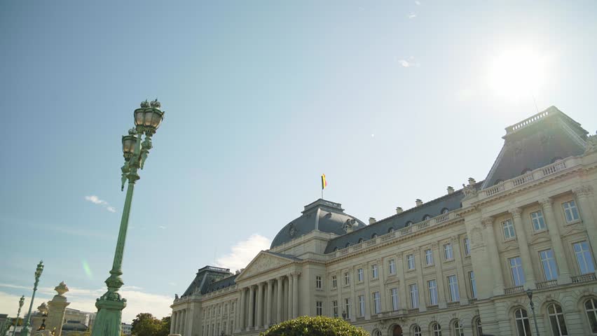 Majestic wide view of the Royal Palace in Brussels on a sunny day