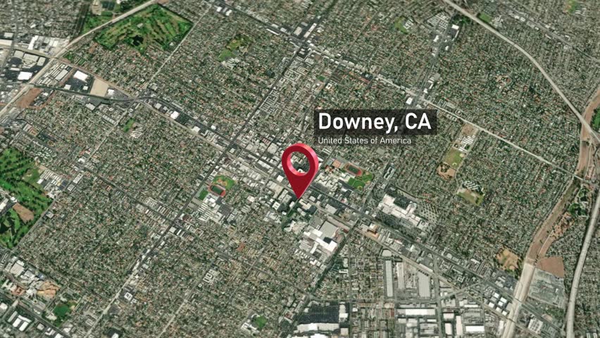 Downey City Map Zoom (CA, USA) from Space to Earth