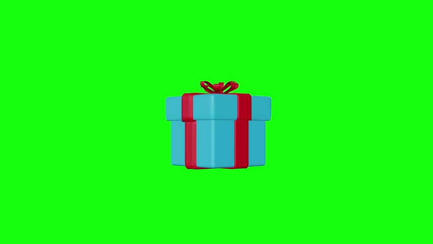 3D Gift Pack Animation with 360-Degree Rotation, Golden Wrapping, Green Screen Background, Seamless Loop, Holiday Celebration, and Festive Theme