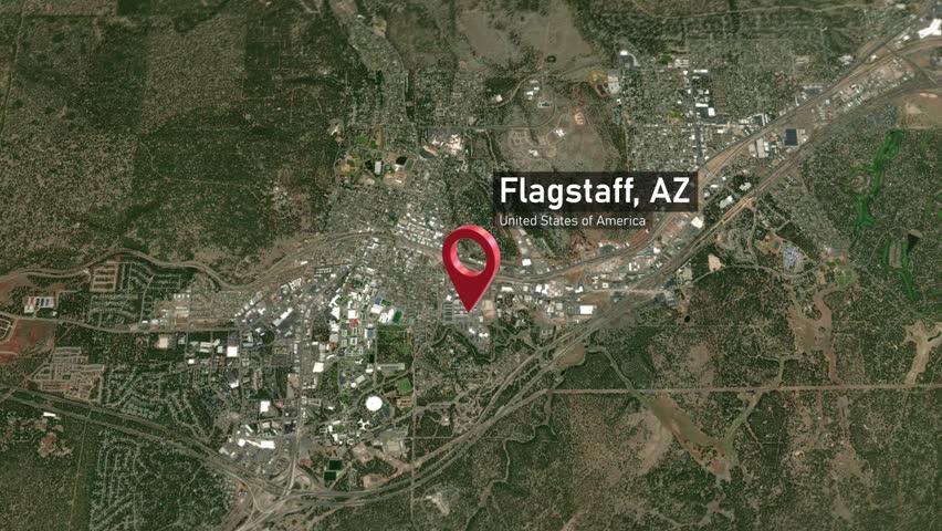 Flagstaff City Map Zoom (AZ, USA) from Space to Earth