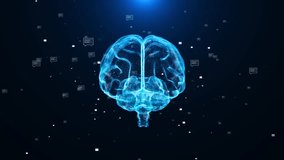 Futuristic 3d Hologram of Human brain Energy Flows In A Futuristic HUD Anatomy Infographic. Brain 3d wireframe NPU Neural Processing Unit Ai and machine learning. tech Global medicine. 3D Illustration - Powered by Shutterstock - Get 15% off with code: PIKWIZARD15