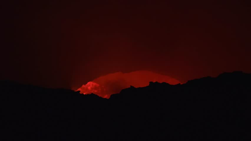 Active volcano Masaya Nicaragua magma crater eruption view red glowing