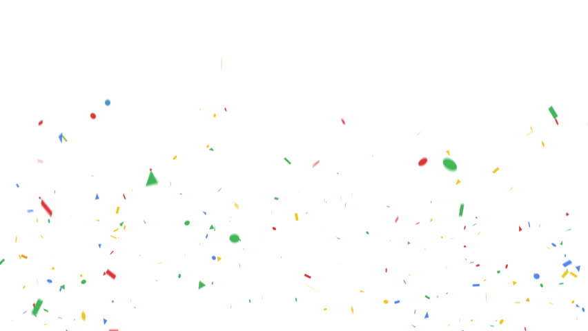 Colorful confetti party popper explosions on white backgrounds, 4K greeting animation