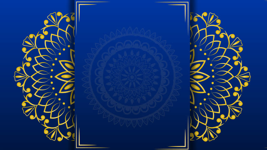 Blue Backgroud With Mandala Rotating Both Sides. Best For Indian Wedding Invitation Cards