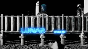 lunar base animation on moon surface with building and spaceships. Ai robots working and help to astronauts with danger in space - Powered by Shutterstock - Get 15% off with code: PIKWIZARD15
