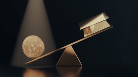The value of Bitcoin is higher than that of gold, and the image of Bitcoin on the balance is heavier than gold. - Powered by Shutterstock - Get 15% off with code: PIKWIZARD15