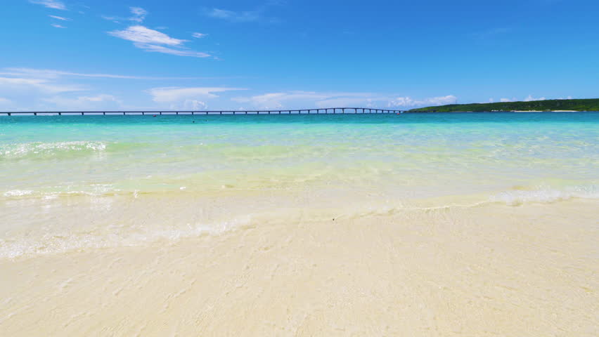 Scenic shore of Yonaha Maehama Beach in Miyakojima Island, Okinawa, Japan