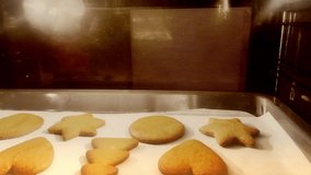 A housewife using red oven mitts, removes freshly baked cookies from the oven. The cookies are shaped like hearts and stars, creating a warm and festive baking atmosphere - Powered by Shutterstock - Get 15% off with code: PIKWIZARD15