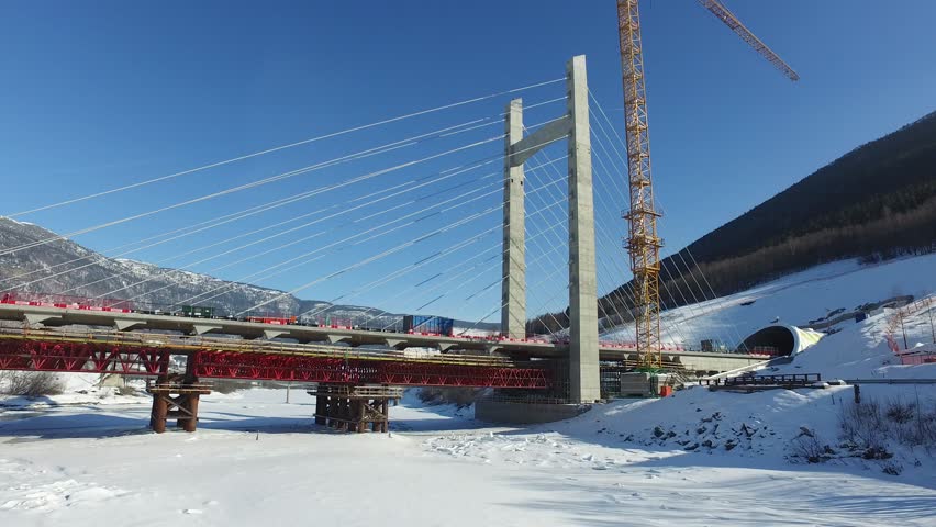 Bridge construction over river in Gudbrandsdalen, Norway.