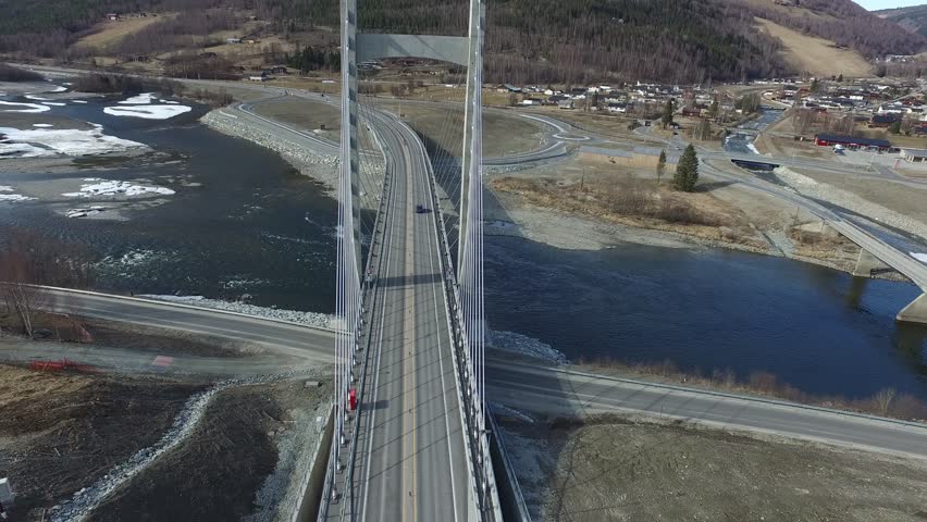 Bridge construction over river in Gudbrandsdalen, Norway.