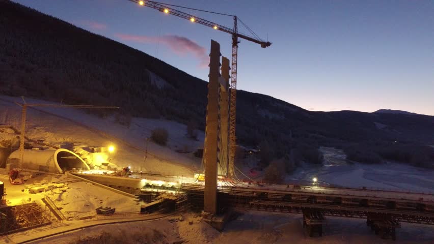 Bridge construction over river in Gudbrandsdalen, Norway.