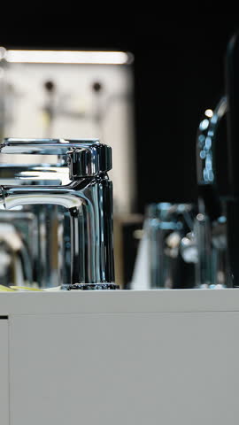 Faucet Display in Modern Plumbing Showroom