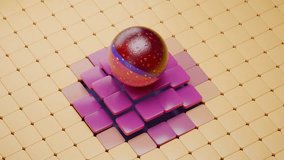 Loop 3d animation of abstract art. A multicolored translucent sphere moves across the rising square tiles. Abstract motion design - Powered by Shutterstock - Get 15% off with code: PIKWIZARD15