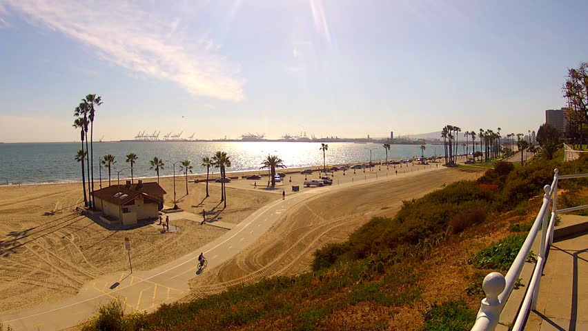 LONG BEACH, CA - APRIL 2, 2013: A Northwesterly view of the beach and bay from