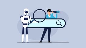 Robot and Human Collaborating in Online Search cartoon animation - Powered by Shutterstock - Get 15% off with code: PIKWIZARD15
