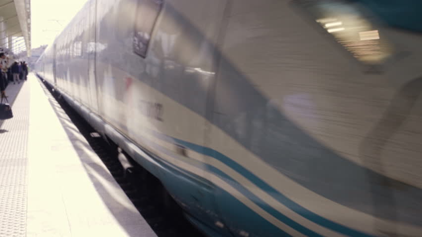 Modern high speed train arrives to railway station in Konya, Turkey