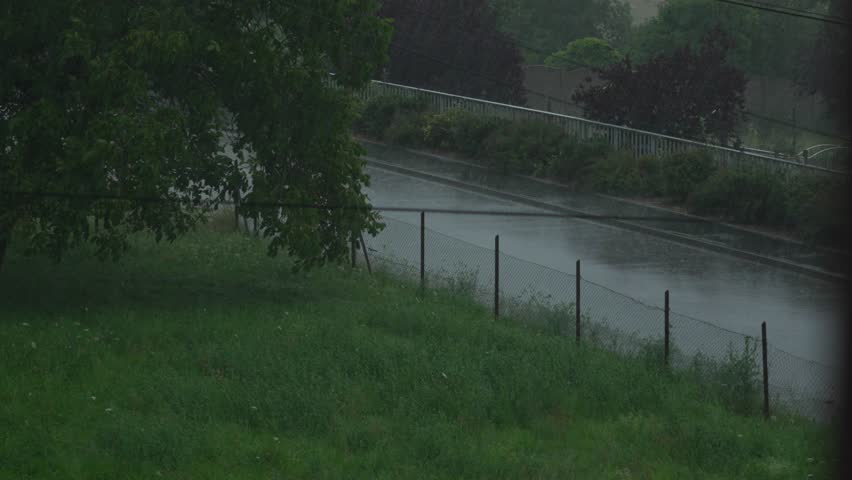 Rainy day in France countryside Moselle region, wet bad weather forecast