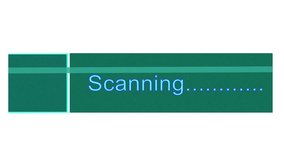 Scanning of realistic digital data with blinking text scanning that glows and fades. The visual effects element and the alpha channel on a blue screen - Powered by Shutterstock - Get 15% off with code: PIKWIZARD15