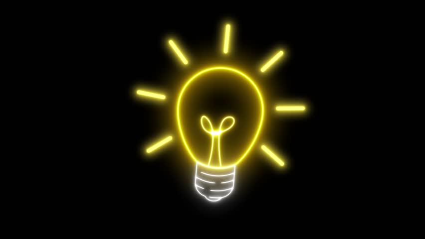 neon icon light bulb ideas animated neon lights ideas icon 2d cartoon green screen 4k looping