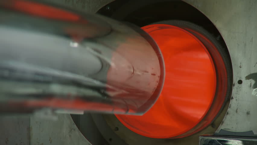 Detail view of silicon wafers being treated in a kiln as part of a manufacturing