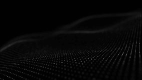 Modern minimalist background of white particle wave seamlessly flowing on black with bokeh. Abstract technology and data flow, big data and business. Digital grid and network connection concept. 4k. - Powered by Shutterstock - Get 15% off with code: PIKWIZARD15