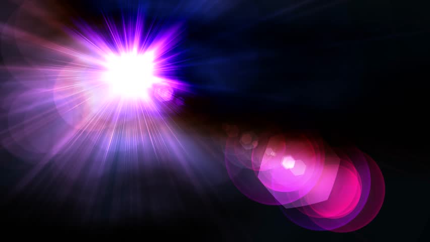 A bright purple light is shining on a dark background. The light is coming from the left side of the