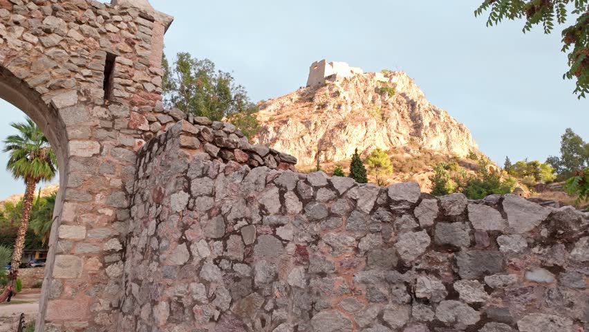 Land gate, ancient entrance to hilltop Paramedic fortress Nafplion